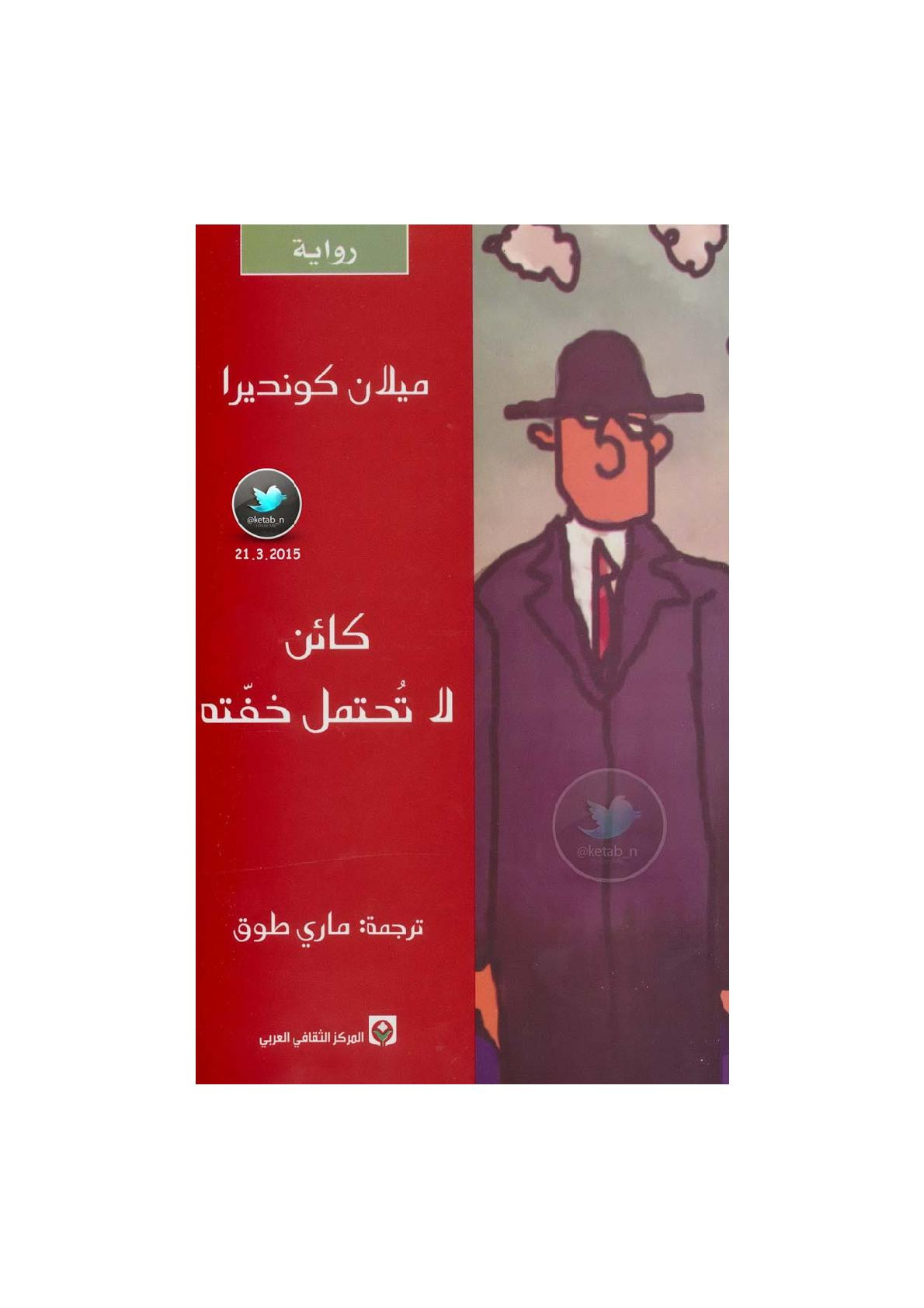 كائن لا تحتمل خفته رواية لـ ميلان كونديرا